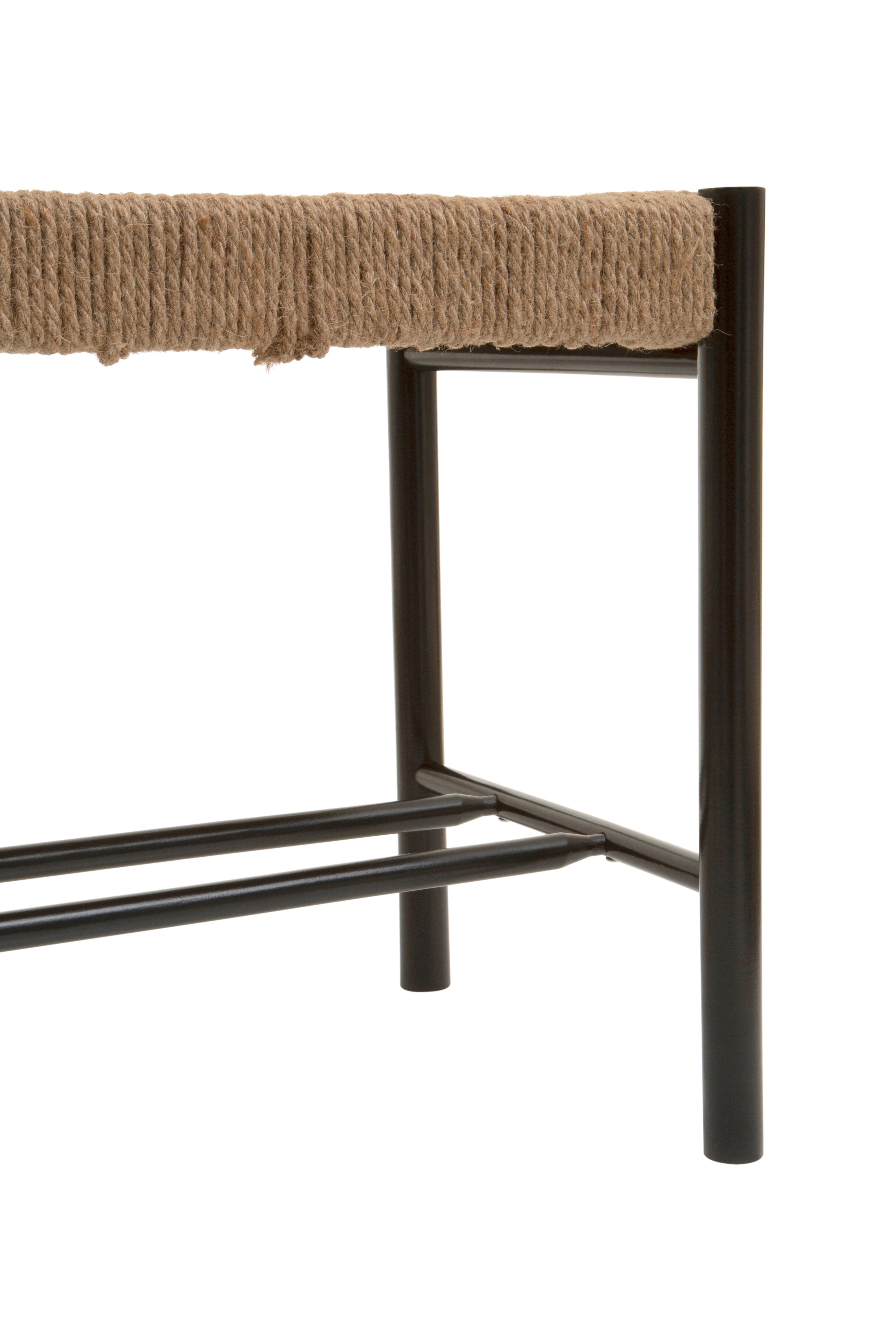Cleets Black Wood & Woven Rope Bench | Small